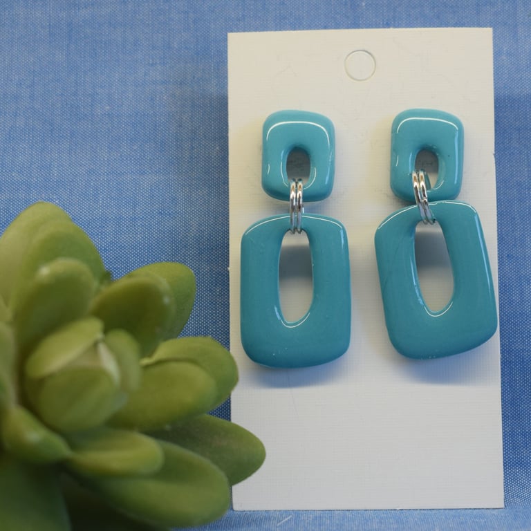 Linked Rectangle Drop Earrings