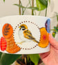 Abstract Fused Glass Curve Panel featuring Sparrow