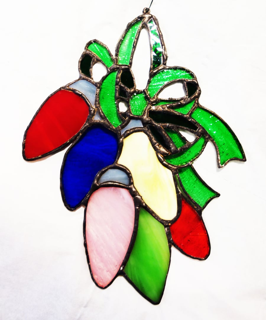 Christmas Fairy Lights  Stained Glass Sun Catcher Window or home decor
