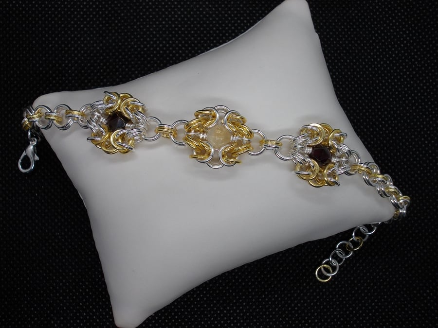 SALE - Two tone byzantine romanov feature bracelet