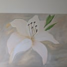 Original White Lily Acrylic Painting – Hand Painted Floral Wall Art 