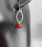 Sterling silver oval drop earrings with carnelian beads - Image 3