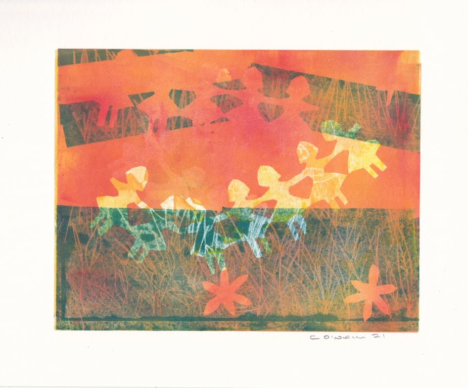 Summertime Playtime - monoprint