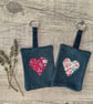 Denim Keyring with Liberty Fabric Heart  - Image 2
