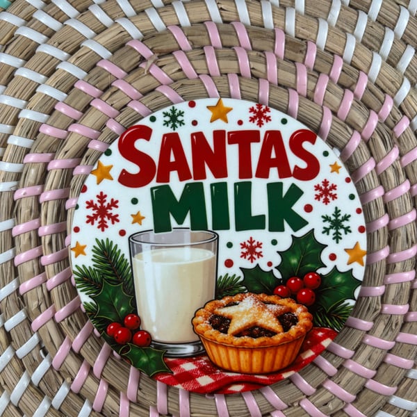 Santa's Milk Christmas Coaster – Festive Christmas Coaster – Handmade
