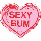 Handprinted SEXY BUM Valentine's Day Card