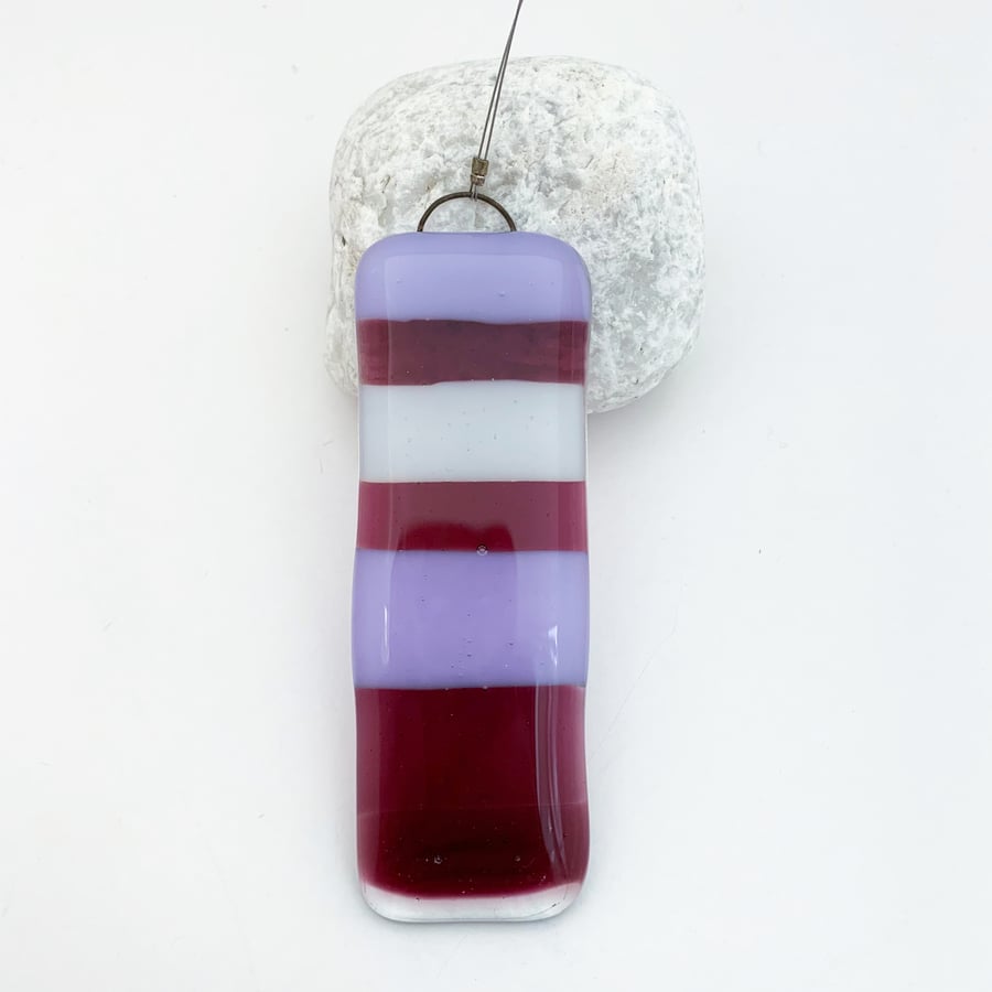 Seconds Sale - Fused Glass Purple Stripy Suncatcher