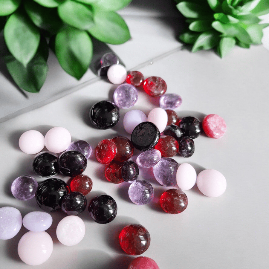 Fused Glass Dots COE 90 Bullseye Glass Cabochons - Purple Pink Mosaic Supplies 