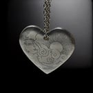 Moon & Star Celestial Silver Heart Pendant