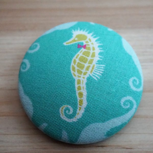 SALE Large Seahorse Fabric Badge Brooch