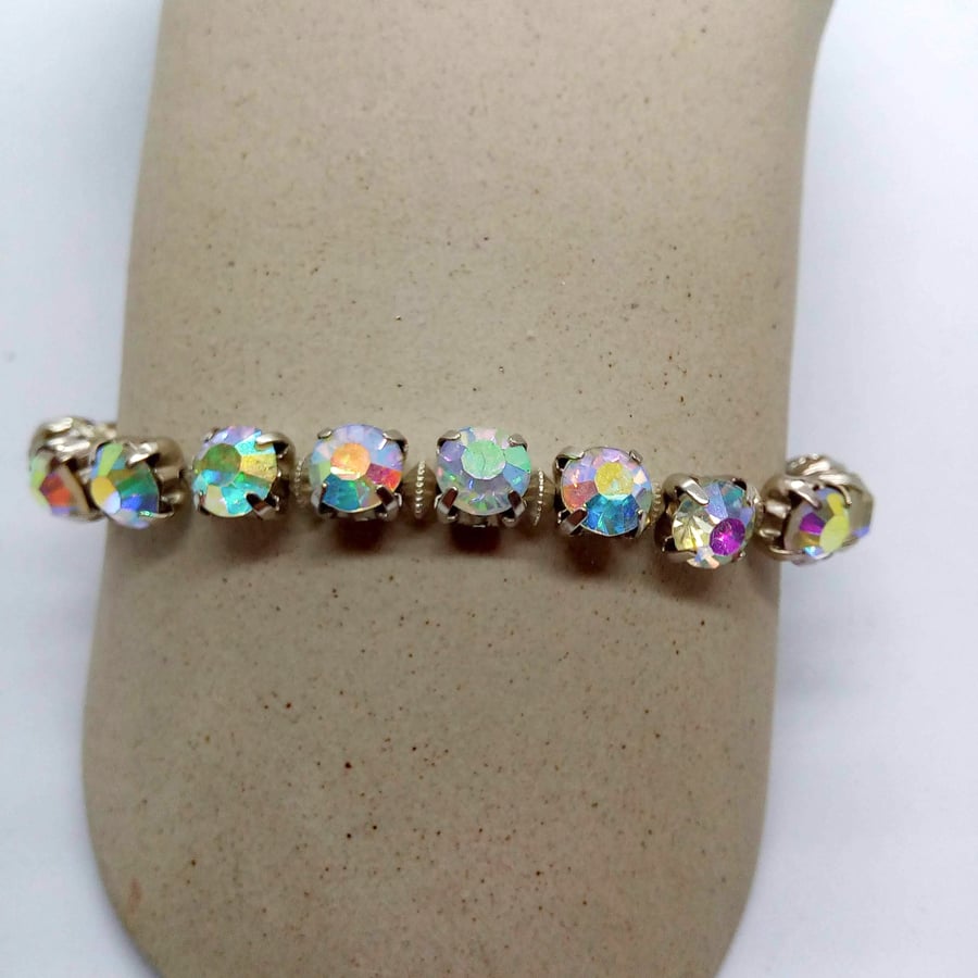 Elegant Rhinestone Monte Stretch Bracelet, Tennis Bracelet, Gift for Her