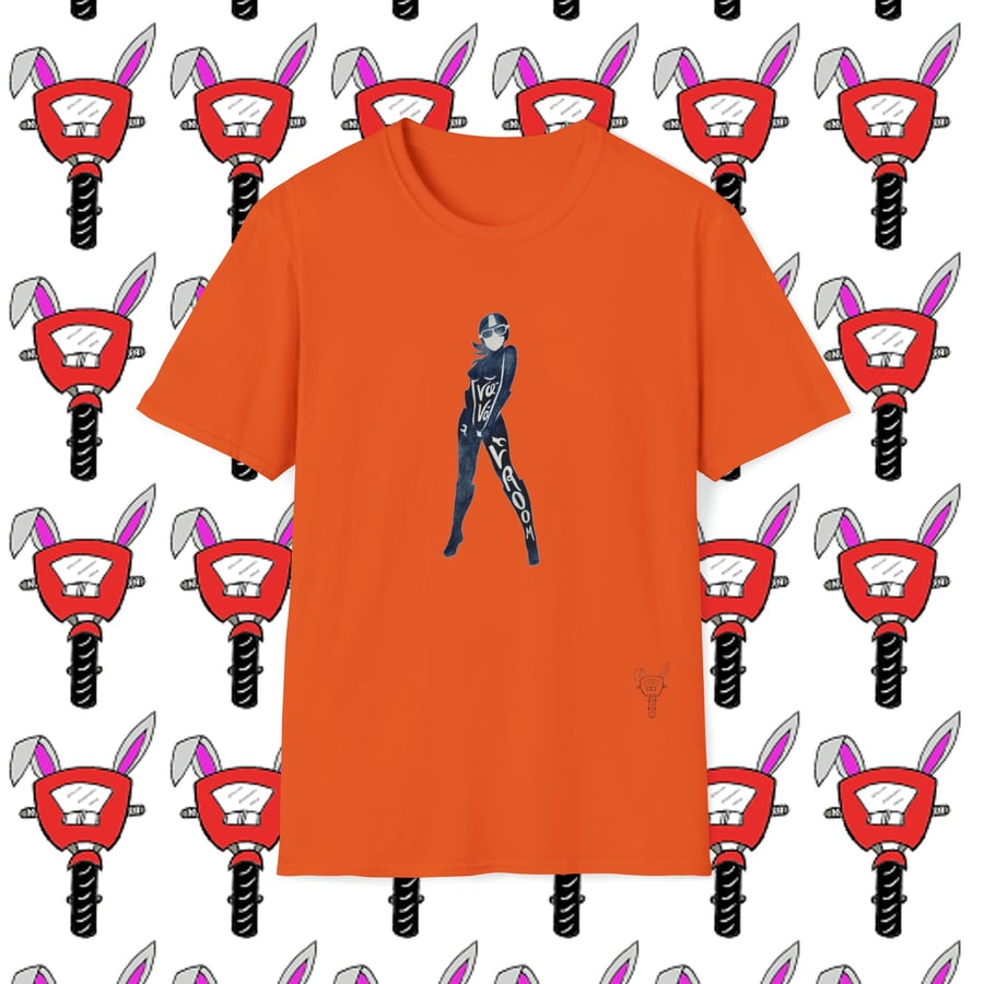 Va Va Vroom Biker 1 Unisex Softstyle T-Shirt by Bikabunny
