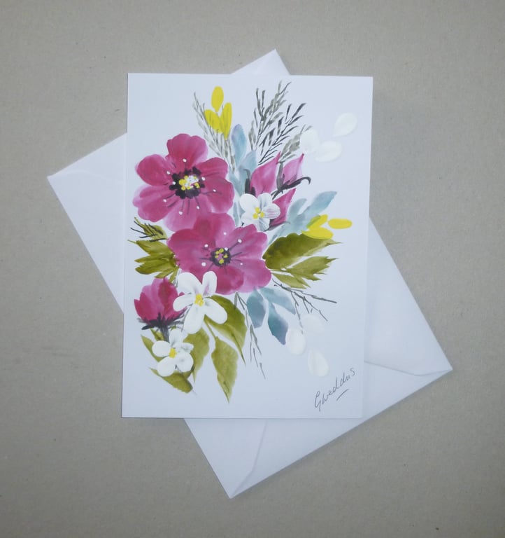 original art  floral greetings card  ( ref FA 605 C1 )