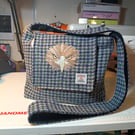 Harris tweed cross body bag with eagle