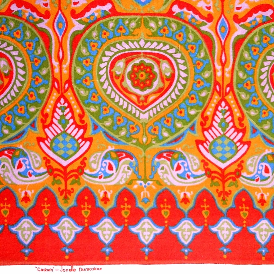 60s 70s Bold Orange CASBAH by Jonelle  Vintage Fabric Lampshade option 