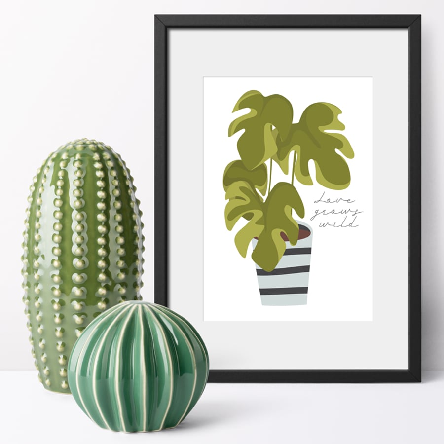 Love Grows Wild art print, botanical wall art