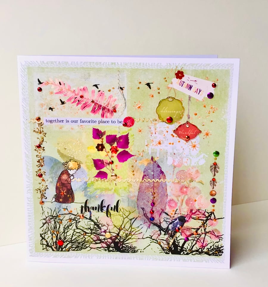 autumn Printed Open Message,Greeting Card ,Autumnal Design,Can Be Personalised 