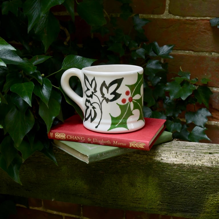 Christmas Holly and Ivy Country Mug - Hand Painted - SALE