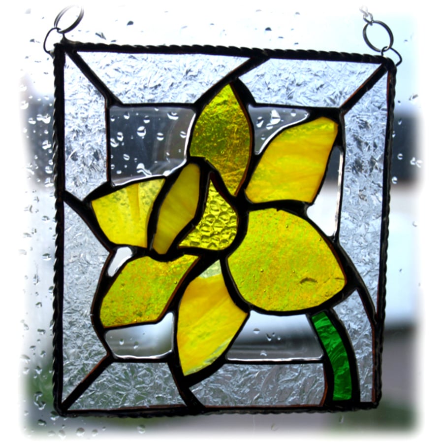 Daffodil Stained Glass framed suncatcher flower Mothers Day Easter
