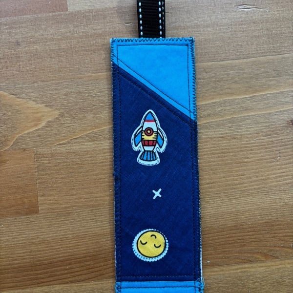 Patchwork rocket print bookmark