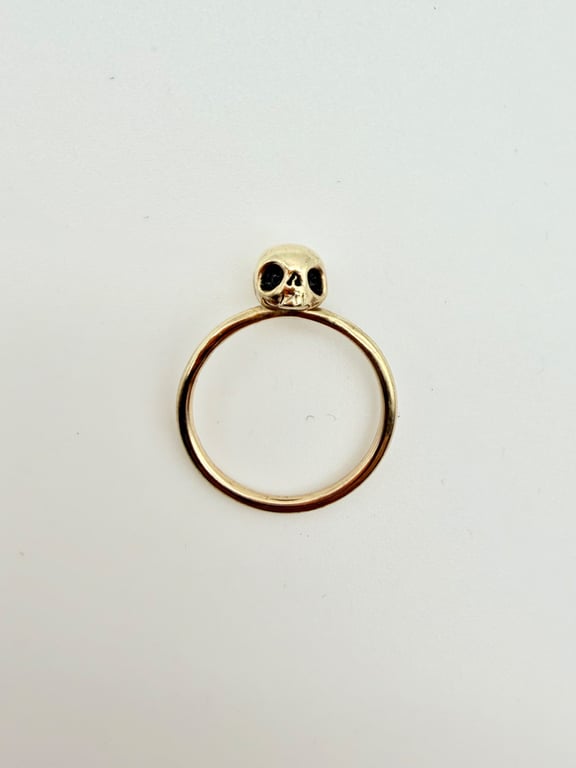 Memento. 9ct Gold Skull Ring, Hand-Forged, Hallmarked