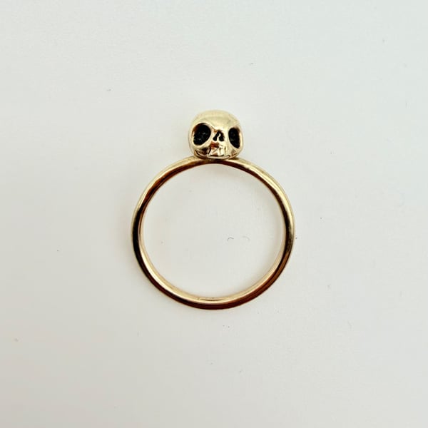 Memento. 9ct Gold Skull Ring, Hand-Forged, Hallmarked