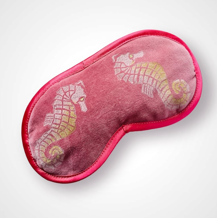 Dusty Pink Seahorses Velvet Lavender Infused Eye Mask