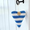 LAVENDER HEART - blue and white stripes, long heart shape