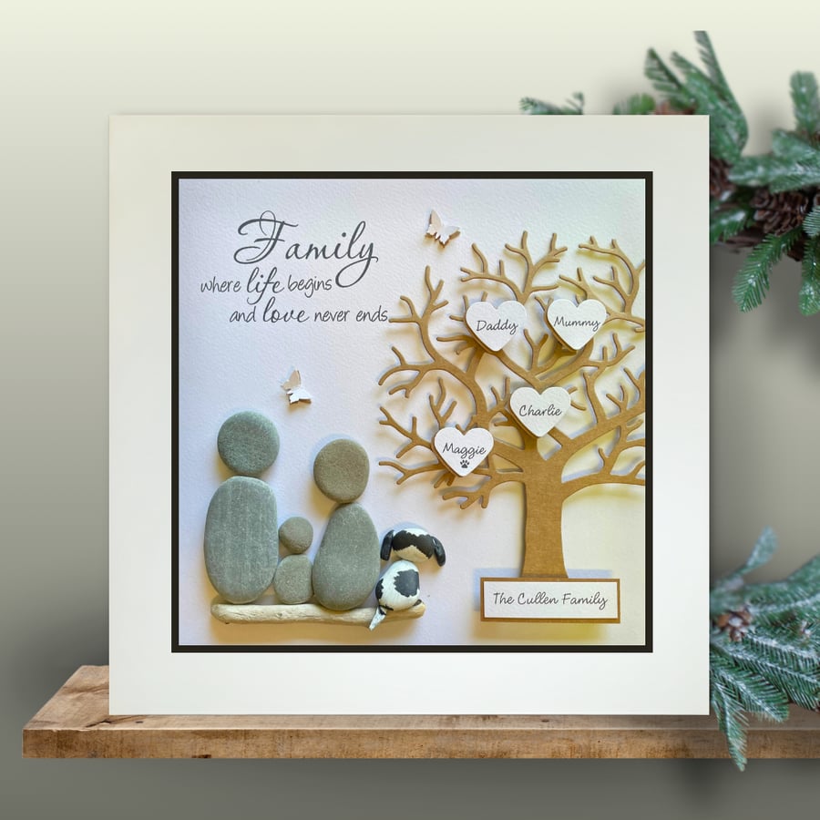 Pebble art Family Tree gift, unique gifts made to order