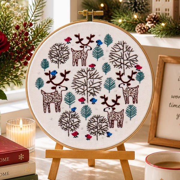 Merry Moose Christmas Hand Embroidery PDF Pattern