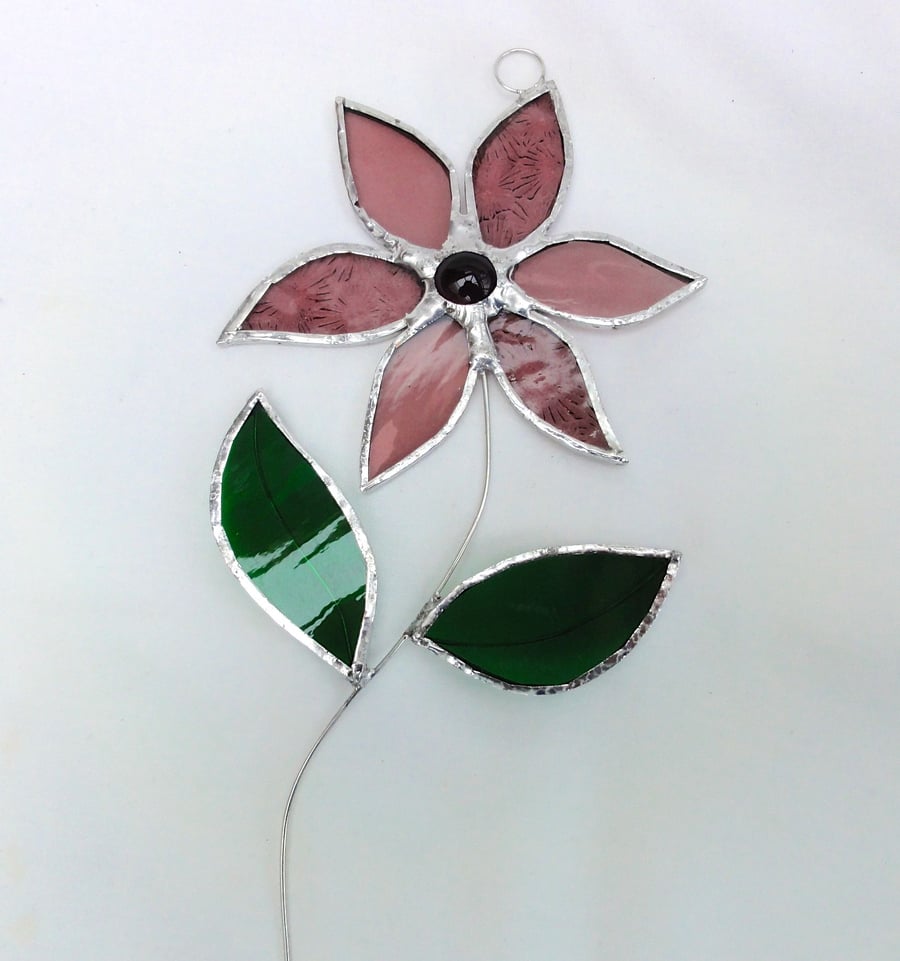Stained Glass Flower Suncatcher - Pink