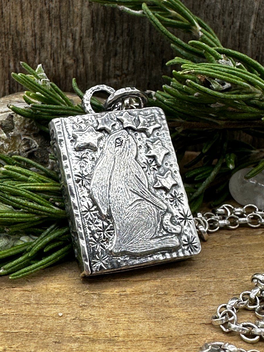 Moon Magic Hare Book Pendant