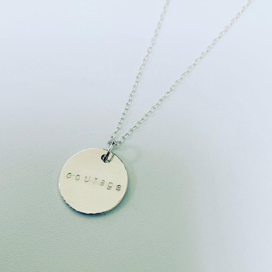Sterling silver affirmation coin pendant necklace