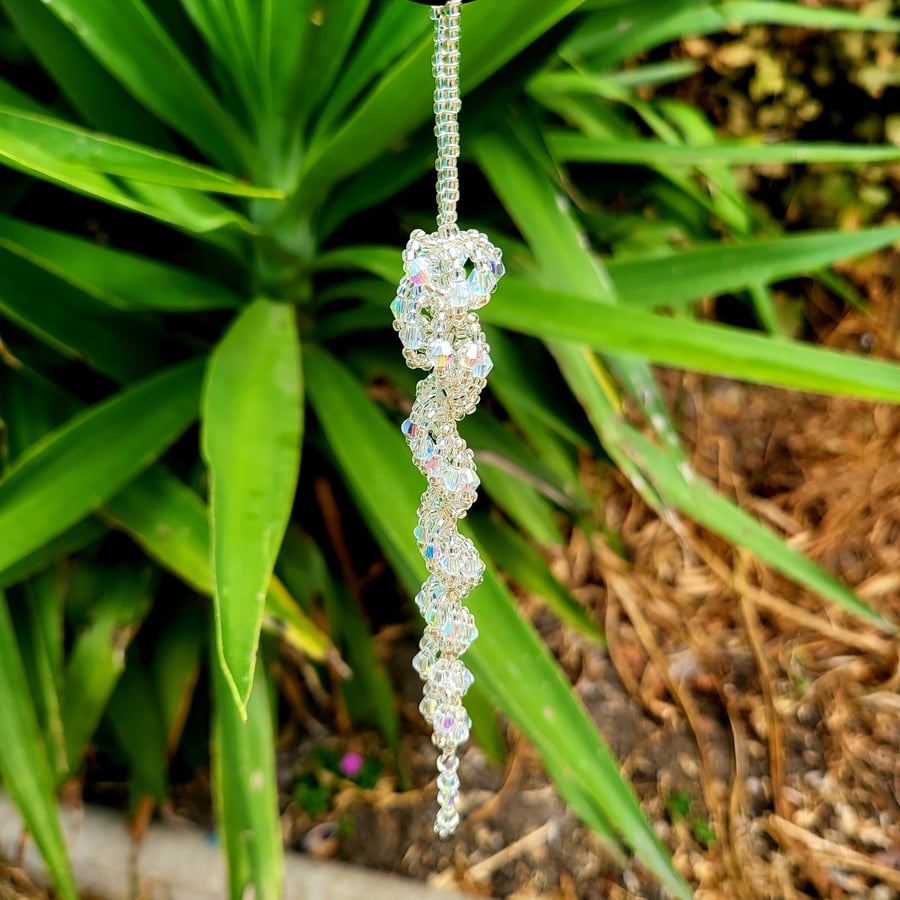 Christmas Tree Icicle, Twisted Spiral Decoration, Handmade, Handwoven