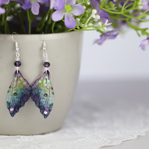 Fairy Wing Earrings Purple Butterfly Fantasy Fairycore Cottagecore Fairy Gift