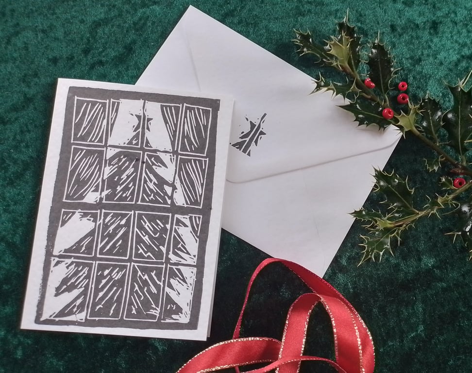 Christmas Card with Christmas Tree in Window