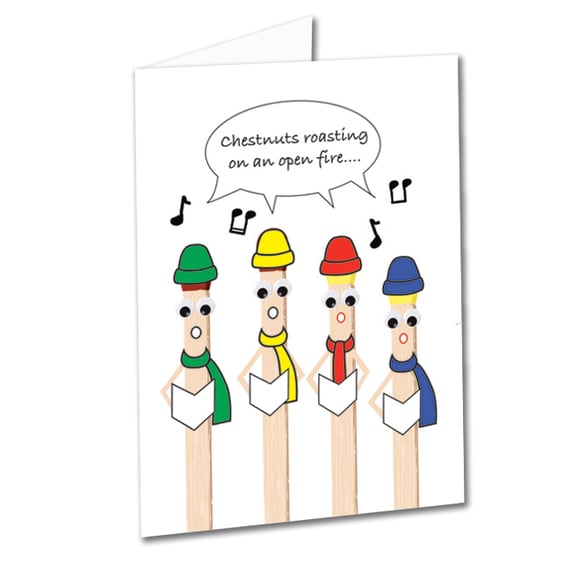 Matchstick Men - Christmas Card - Carol Singers