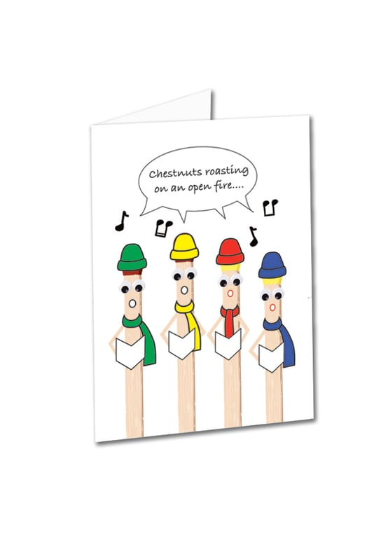 Matchstick Men - Christmas Card - Carol Singers