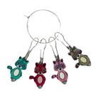 Raccoon Stitch markers for knitting and crochet, enamelled colourful 