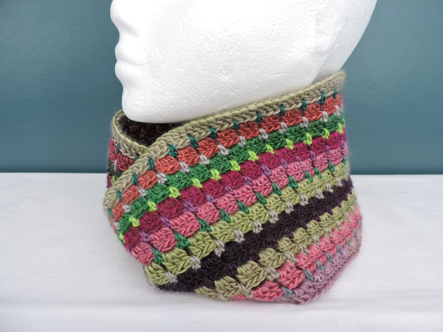  Seconds Sunday  Infinity Scarf  Magenta Grey Pink Lilac Olive Green Taupe