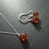 Amber Pendant Necklace and Earring Set