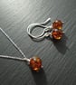Amber Pendant Necklace and Earring Set - Image 1