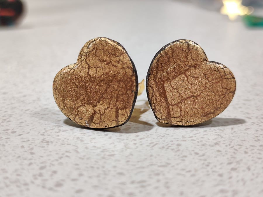 Gold heart clip on earrings