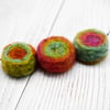 Felted bead necklace in multicoloured wool