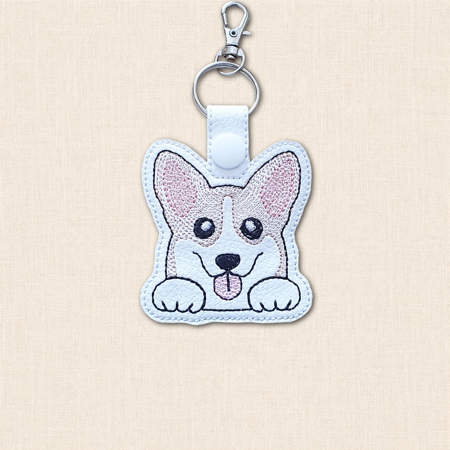 Corgi Keyring - Kawaii Dog Faux Leather Accessory