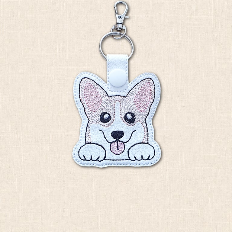 Corgi Keyring - Kawaii Dog Faux Leather Accessory
