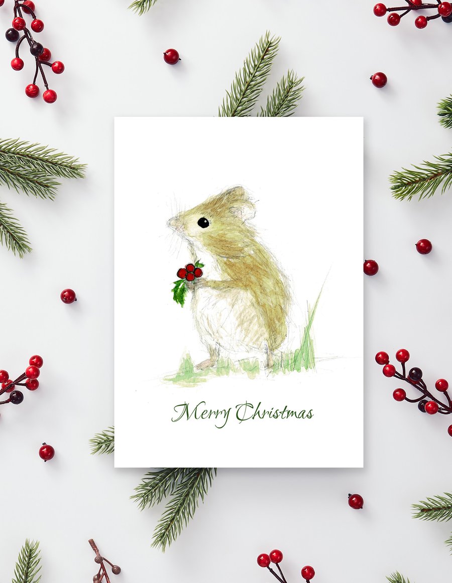 Christmas Mouse A6 cards - Scottish artwork by Morvenna - Merry Christmas card