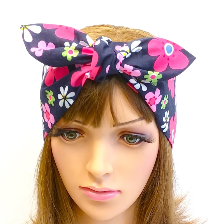 Rockabilly hair scarf top tie head scarf swing pin up style messy hair day