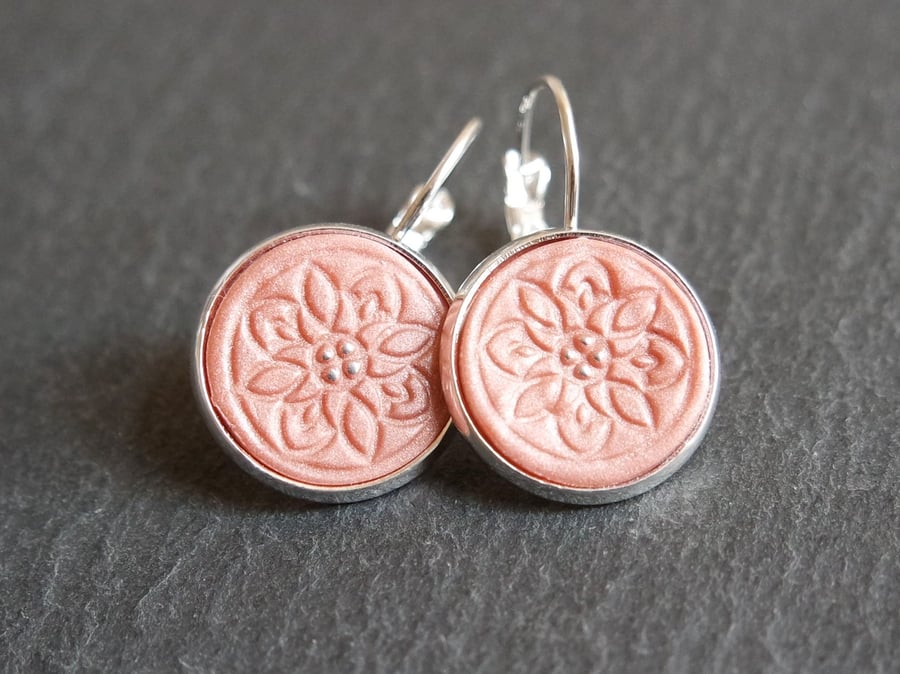 Earrings - Floral Silver Rosé Pink