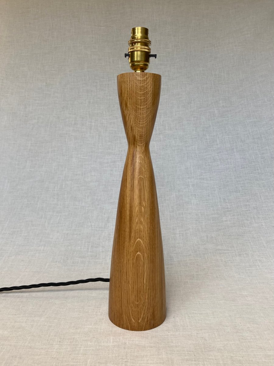 SECONDS SALE - Large hand turned oak lamp base 2, oak table lamp. 42.5cm tall.